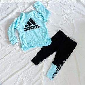 2T Kids Adidas Blue Sweater Pants Clothes Set